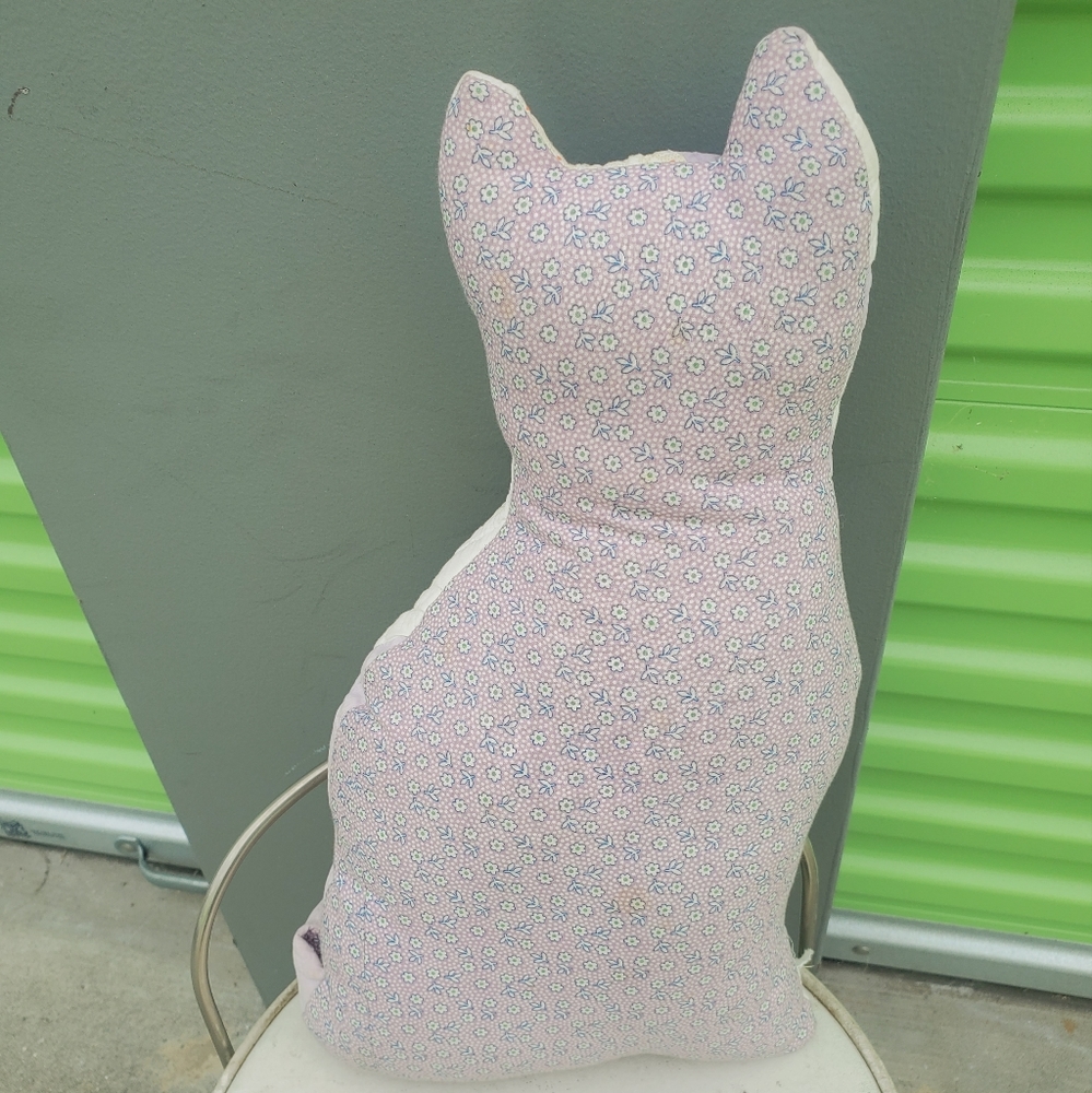 VINTAGE Handmade Patchwork cat  Pillow